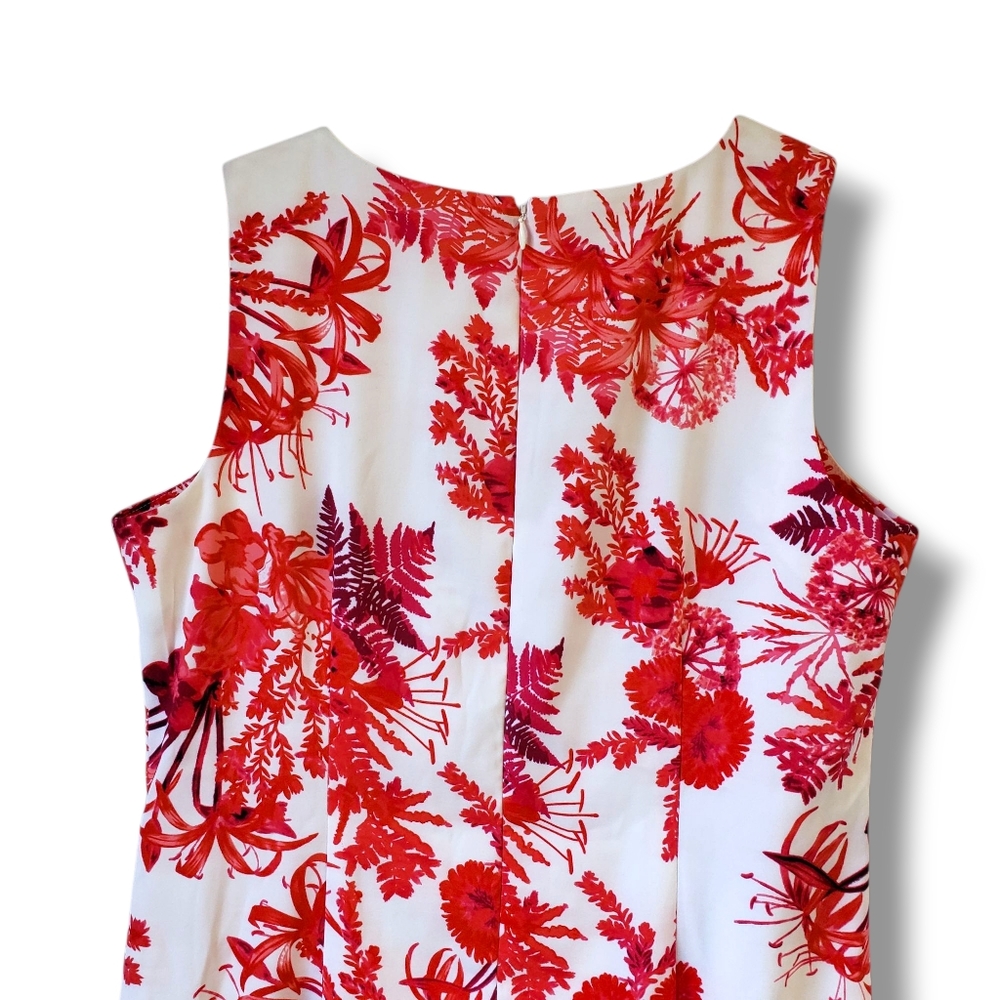 Mario Serrani White And Red Floral Print Sheath Dress Size 14 - Picture 7 of 10
